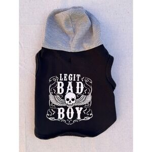 Legit Bad Boy Pet Hoodie Skull Graphic Sleeveless Dog Sweatshirt Black Grey